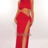 Red Ribbed Turtleneck Sleeveless Knotted Slit Skirt Two Piece Set 2 Red Ribbed Turtleneck Sleeveless Knotted Slit Skirt Two Piece Set -rehab shop red ribbed turtleneck sleeveless knotted slit skirt two piece set hot miami styles 739921