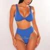 Royal Blue Textured Knotted High Rise Bikini -rehab shop royal blue textured knotted high rise bikini hot miami styles 853205