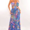 Royal Blue Tropical Print Padded Cut Out Mermaid Maxi Dress -rehab shop royal blue tropical print padded cut out mermaid maxi dress hot miami styles 963650