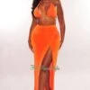 Tangerine Gold Ring Triangle Top Slit Skirt Two Piece Set -rehab shop tangerine gold ring triangle top slit skirt two piece set hot miami styles 595794