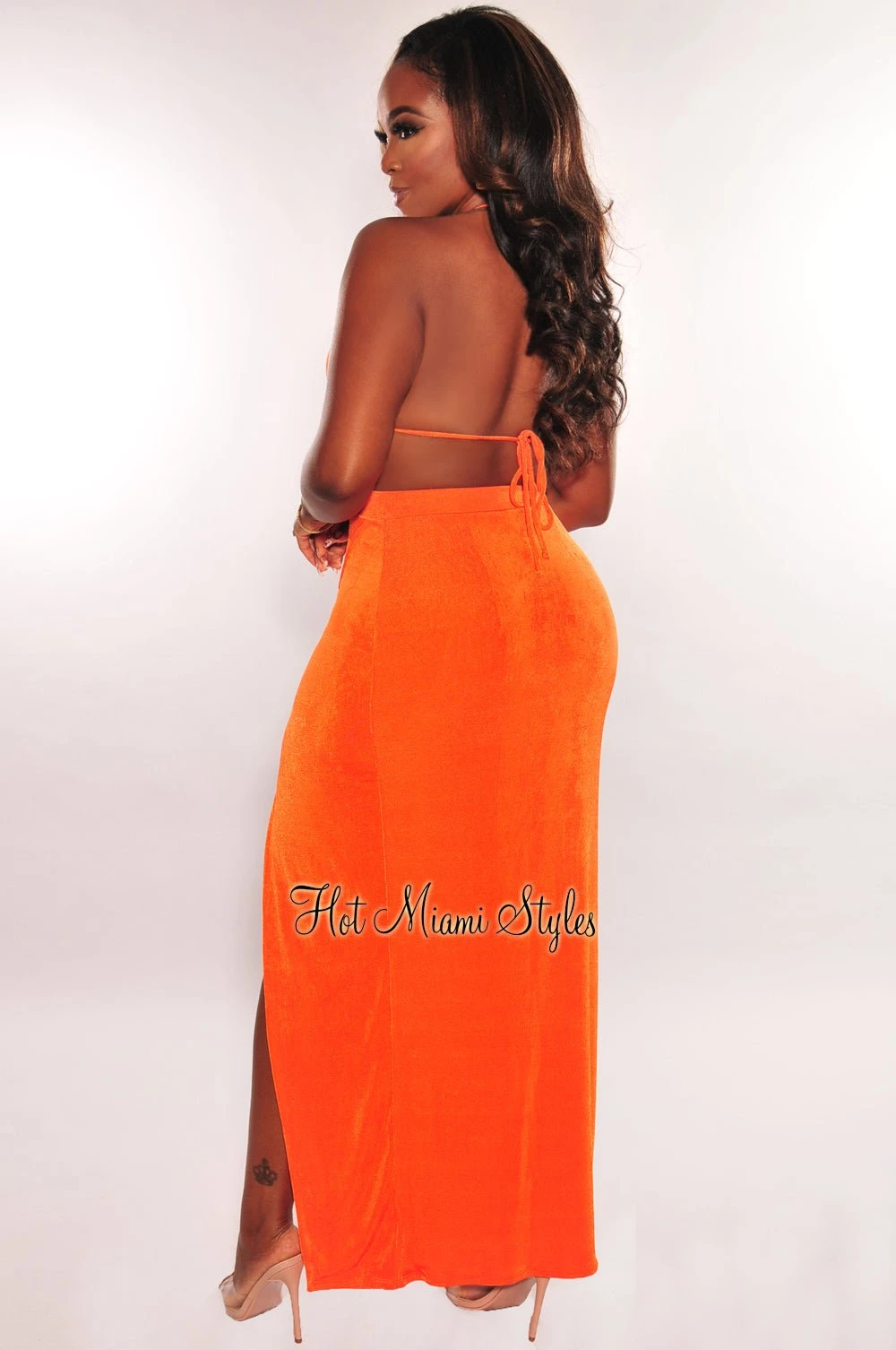 Tangerine Gold Ring Triangle Top Slit Skirt Two Piece Set 4 Tangerine Gold Ring Triangle Top Slit Skirt Two Piece Set - Image 2