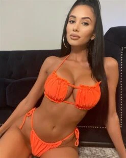 Tangerine Ruched Bust Frill Padded Bandeau Bikini 7 Tangerine Ruched Bust Frill Padded Bandeau Bikini -rehab shop tangerine ruched bust frill padded bandeau bikini hot miami styles 416204