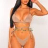 Taupe Ribbed Knit Tie Up Wrap Around Bikini -rehab shop taupe ribbed knit tie up wrap around bikini hot miami styles 497383