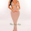 Taupe Spaghetti Straps Knotted Cut Out Maxi Dress 2 Taupe Spaghetti Straps Knotted Cut Out Maxi Dress -rehab shop taupe spaghetti straps knotted cut out maxi dress hot miami styles 632091