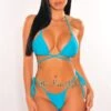 Teal Padded Halter Wrap Around Tie Up Shells Bikini -rehab shop teal padded halter wrap around tie up shells bikini hot miami styles 201904