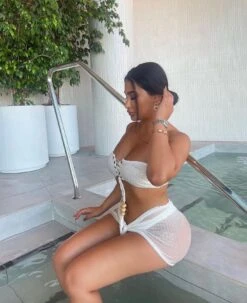 White Crochet Bandeau Lace Up Bikini Tie Up Skirt Three Piece Set 11 White Crochet Bandeau Lace Up Bikini Tie Up Skirt Three Piece Set -rehab shop white crochet bandeau lace up bikini tie up skirt three piece set hot miami styles 444091