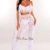 White Crochet Halter Fringe Pants Two Piece Set Cover Up -rehab shop white crochet halter fringe pants two piece set cover up hot miami styles 904687