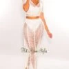 White Crochet Knit Sheer Skirt Two Piece Set Cover Up -rehab shop white crochet knit sheer skirt two piece set cover up hot miami styles 485501