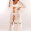 White Crochet Long Sleeve Tie Up Maxi Cover Up -rehab shop white crochet long sleeve tie up maxi cover up hot miami styles 116898