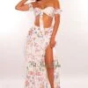 White Floral Print Tie Up Tiered Maxi Skirt Two Piece Set -rehab shop white floral print tie up tiered maxi skirt two piece set hot miami styles 144971
