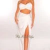 White Gold Chain Padded Knotted Slit Skirt Two Piece Set 2 White Gold Chain Padded Knotted Slit Skirt Two Piece Set -rehab shop white gold chain padded knotted slit skirt two piece set hot miami styles 812750