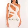 White One Shoulder Cut Out Mini Dress -rehab shop white one shoulder cut out mini dress hot miami styles 456745