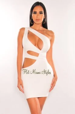 White One Shoulder Cut Out Mini Dress