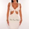White Ribbed Sleeveless Knotted Cut Out Mini Dress -rehab shop white ribbed sleeveless knotted cut out mini dress hot miami styles 362247