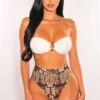 White Snake Print Crochet Bandeau O-Ring High Cut Bikini -rehab shop white snake print crochet bandeau o ring high cut bikini hot miami styles 123686