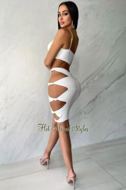 White Spaghetti Strap V Knotted Cut Out Skirt Two Piece Set 10 White Spaghetti Strap V Knotted Cut Out Skirt Two Piece Set -rehab shop white spaghetti strap v knotted cut out skirt two piece set hot miami styles 771224