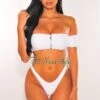 White Textured Zipper Off Shoulder Bikini -rehab shop white textured zipper off shoulder bikini hot miami styles 550298