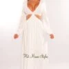 White V Neck Smocked Cut Out Long Sleeve Maxi Dress 1 White V Neck Smocked Cut Out Long Sleeve Maxi Dress -rehab shop white v neck smocked cut out long sleeve maxi dress hot miami styles 469364