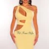 Yellow One Shoulder Cut Out Mini Dress 1 Yellow One Shoulder Cut Out Mini Dress -rehab shop yellow one shoulder cut out mini dress hot miami styles 956204