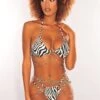 Rehab Zebra Print Silver Chain Padded High Cut Thong Bikini -rehab shop zebra print silver chain padded high cut thong bikini hot miami styles 994747